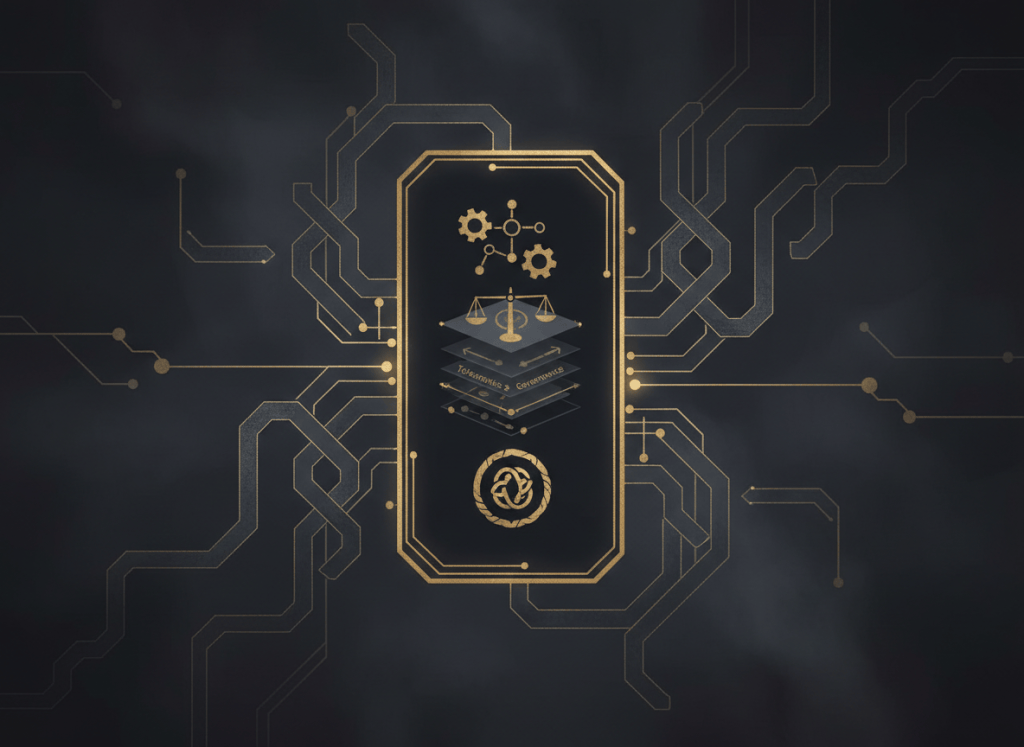 Ilustración editorial sobre análisis de proyectos y redes de altcoins.
