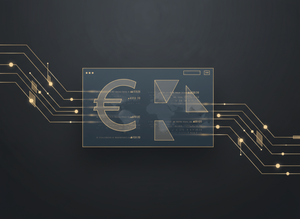Ilustración editorial sobre Bit2Me, compra de criptomonedas, trading, seguridad y regulación MiCA en España.