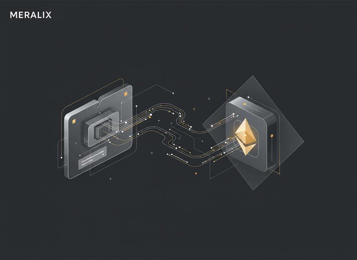 Ilustración editorial sobre compra segura de Ethereum en España, regulación, exchange y autocustodia.