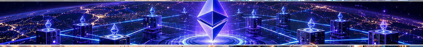 Red de validadores Ethereum y nodos de consenso, ilustración editorial de Glamsterdam