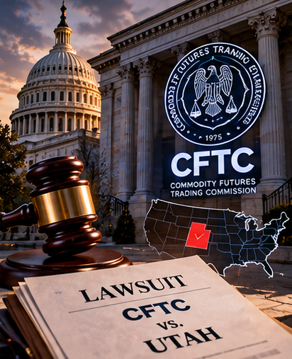 Regulación de mercados de predicción: CFTC y Utah, ilustración editorial